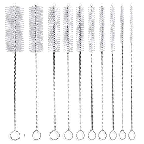 10-Piece Nylon Straw & Tube Cleaning Brush Set - Multi-Size Pipe Cleaner