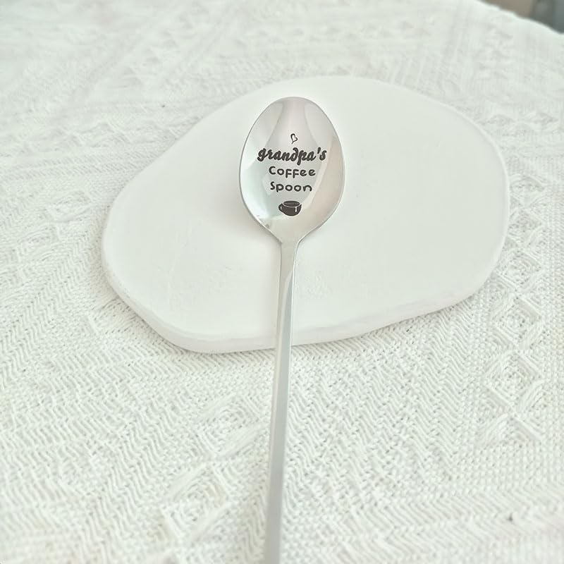 Grandpa Coffee Spoon - Engraved Gift for Grandfather from Grandkids - Father's Day, Christmas, Birthday Gift from Granddaughter or Grandson