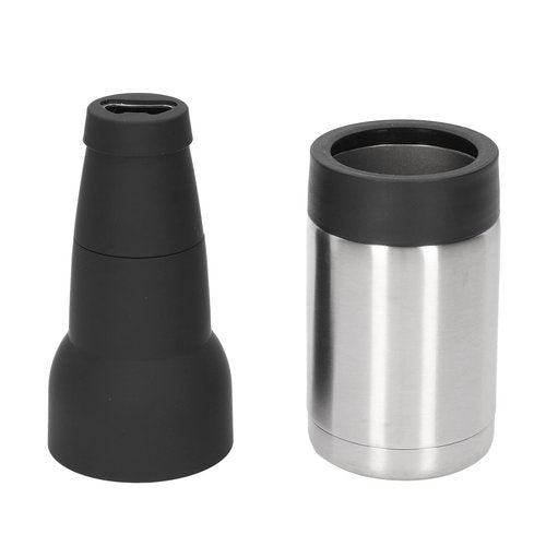 Can Cooler,Cold Insulation Can with Silicone Non Slip Bottom, Thermal Insulation Bottle with Built In Beer Bottle Opener (Steel Color)