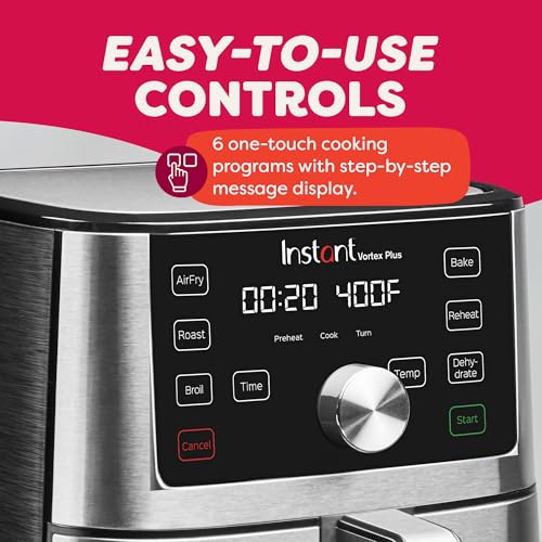 Instant Pot VORTEX Plus 6QT XL Air Fryer Stainless Steel 6-in-1 Kitchen Appliance