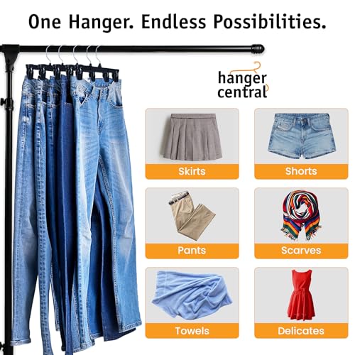 12-Inch Plastic Pants Hangers with Clips 30-Pack - Black