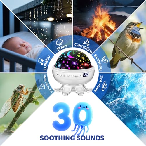 Baby Sound Machine & Star Night Light Projector with 30 Soothing Sounds