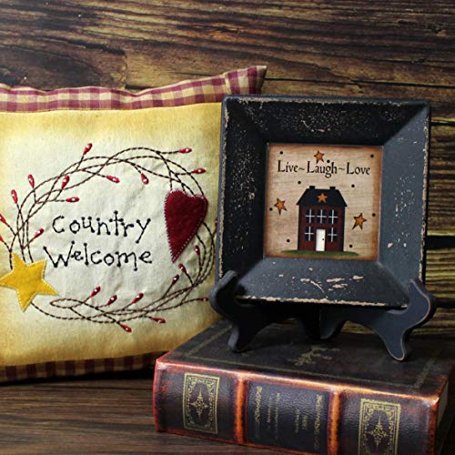 Rustic Wooden Decorative Plate with Stand, 6x6 Inch Farmhouse Wall Art