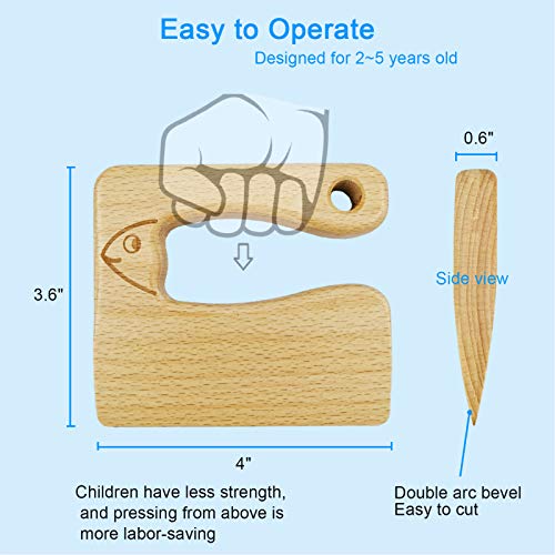 Wooden Kids Kitchen Knife for Safe Real Cooking and Toddler Learning