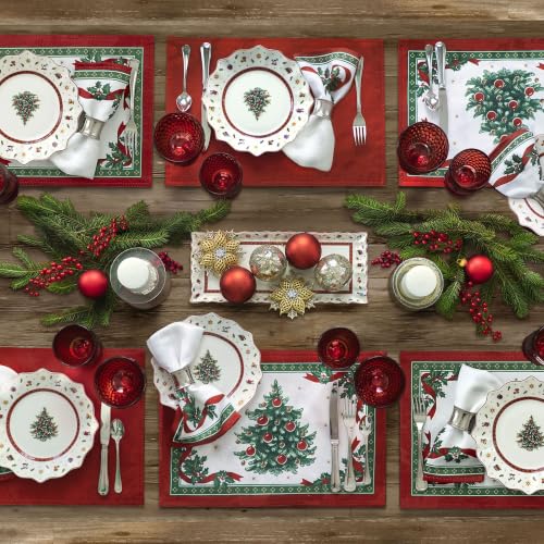 Villeroy & Boch Christmas Cloth Napkins Set of 4 - Holiday Table Decor, 17x17 Inches