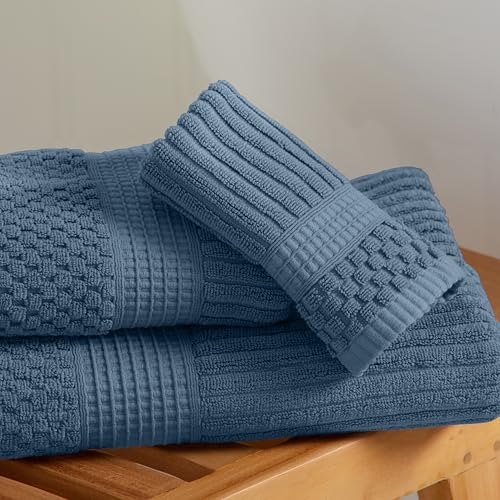 6-Piece 100% Cotton Towel Set, Textured Absorbent Bathroom Towels