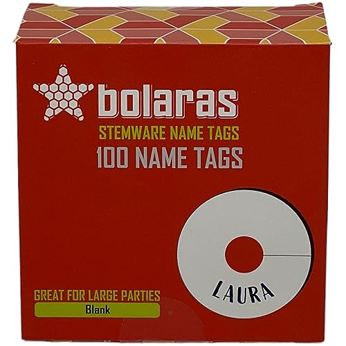 Bolaras Wine & Cocktail Drink Name Tags - 100 Disposable Stemware Labels