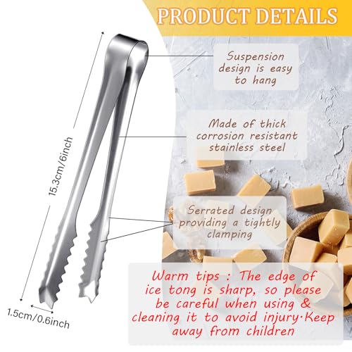 15-Piece Stainless Steel Mini Appetizer Tongs - 6 Inch Serving Utensils for Food & Ice