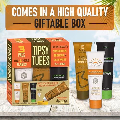 Tipsy Tubes Discreet 24oz Hidden Liquor Flask - Sunscreen Disguise for Cruises & Events