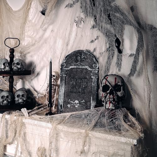 320 x 80 Inch Halloween Creepy Cloth - Spooky Gauze Fabric Decor, Beige