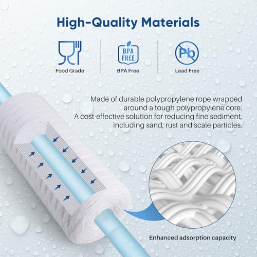 5 Micron 10 x 4.5 Whole House String Wound Sediment Water Filter, 2-Pack
