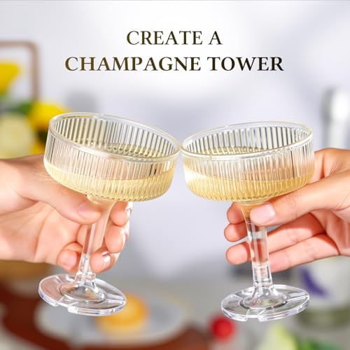 Goodluck 4-Tier Champagne Tower Set - 20 Clear Plastic Flutes 7oz, Variation 20 / Clear