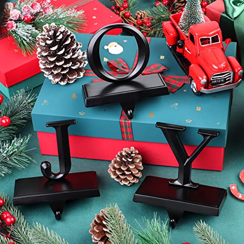 Black Christmas Stocking Holders Set of 3 - Metal Mantel Clips for Decorations