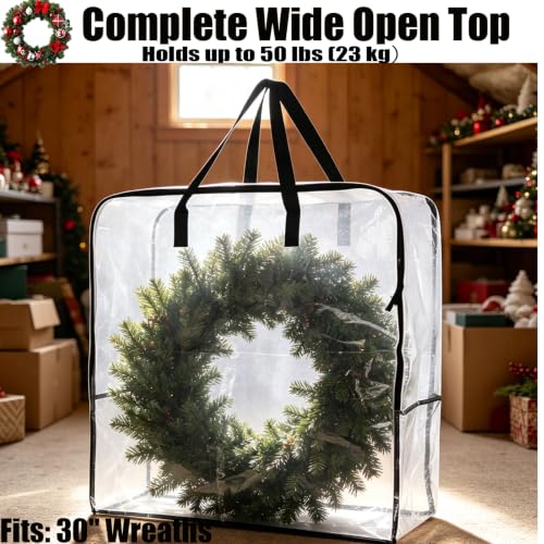 5-Pack Clear Wreath Storage Bag 30-Inch Holiday Garland Organizer
