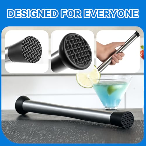 Lexenic Double-Head Stainless Steel Cocktail Muddler 12.6 inch Bar Tool