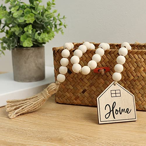 38-Inch Wooden Bead Garland with Tassels for Boho Farmhouse Home Decor