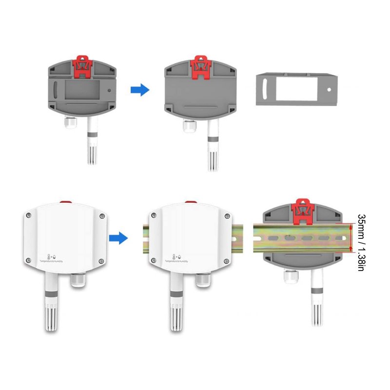 Temperature and Humidity Transmitter, 4-20mA DC 10-30V High Accuracy Analog Temperature Humidity Transmitter Sensor IP65 Wall Mounted Humidity Sensor for Industrial, Agricultural, Greenhouse