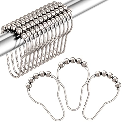 Amazer Rustproof Stainless Steel Shower Curtain Hooks - Polished Nickel Set of 12