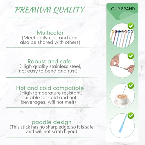 15 Pcs Stainless Steel Coffee & Cocktail Stirrers - Reusable Metal Swizzle Sticks