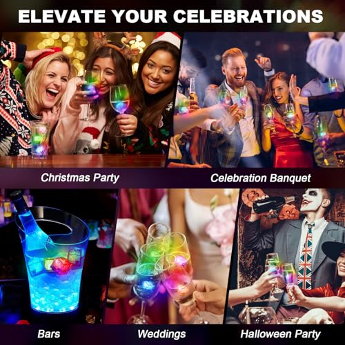 Komokeru 40 Pcs Light Up LED Ice Cubes - Multi-Color Changing, Water-Activated