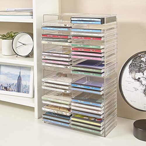 Stackable Clear Plastic CD Organizer Tray - Holds Up to 30 Jewel Cases