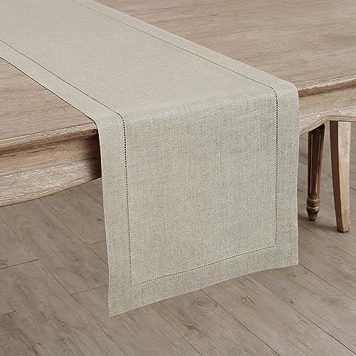 Solino Home Natural Linen Table Runner 14x120 Inches, 04 Natural Variation