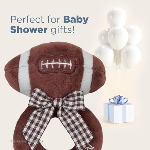 Plush Baby Football Soft Ring Rattle - 5.5 Inch Newborn Sensory Toy