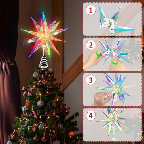 LED Christmas Tree Topper Star 10.5 inch USB Smart LED Light with App & Remote Control