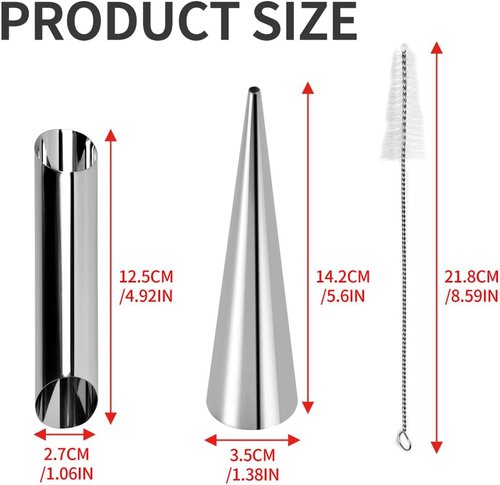 Guowall Stainless Steel Cream Horn Mold - Reusable Pastry Mould for Cannoli & Croissants | 20 Pcs Set