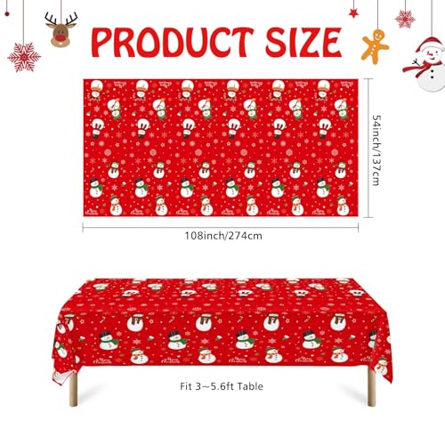 Sundonix Christmas Table Cloth Rectangle 3 Pack - Disposable Plastic Holiday Cover 54x108 Inches - Variation 2