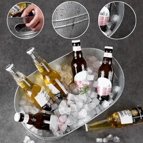 Galvanized Metal Ice Bucket 3 Gallon Beverage Tub with Handles (2 Pack)