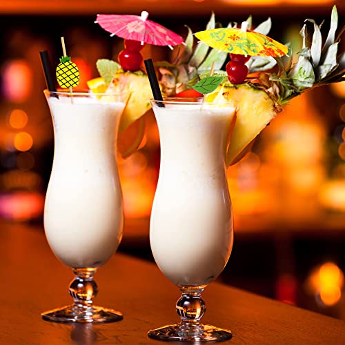 12 Pcs Plastic Hurricane Glasses & Cocktail Picks Set - 15oz Reusable Drinkware for Parties