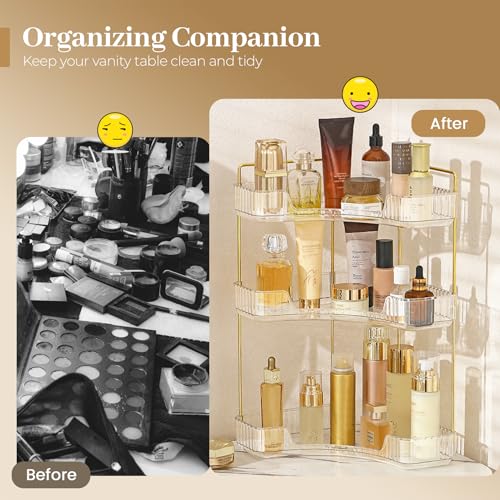 3-Tier Corner Bathroom Counter Organizer, Makeup and Perfume Shelf