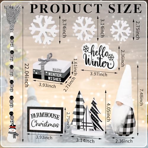 Yinder 11-Piece Winter Tiered Tray Decor Set, Wooden Farmhouse Table Signs