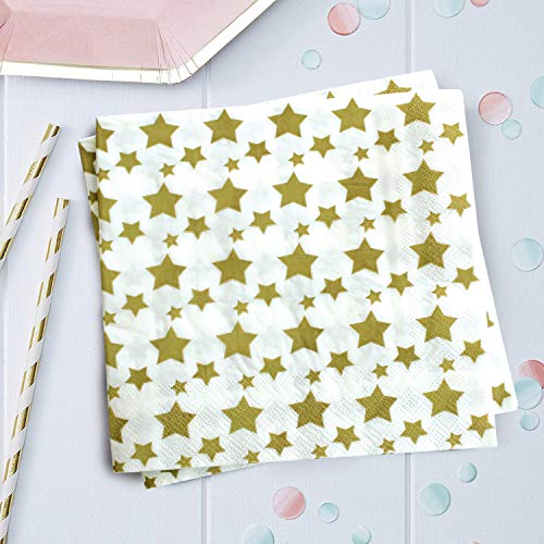 Gold Star Napkins - 6.5 Inch Gold Star Disposable Napkins, 40 Ct
