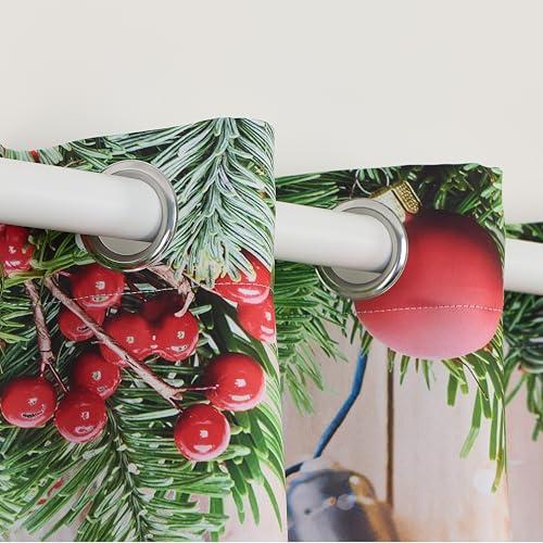 Orange Christmas Blackout Curtains 42x84 Inches Pack of 2 Washable Home Decor