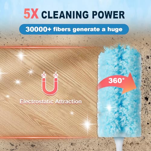 Heavy Duty Microfiber Duster Kit with 50 Refills & Extendable Handle