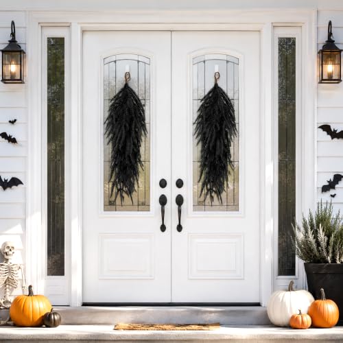 2 Pcs 28-Inch Artificial Black Teardrop Swags for Halloween Door Decor