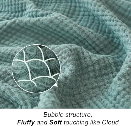 EMME 100% Cotton Muslin Throw Blanket - 4-Layer Soft Gauze (Teal, 50"x71")