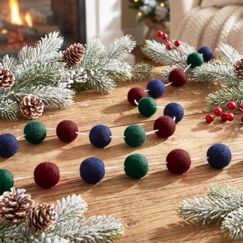 Irenare Christmas Felt Ball Pom Pom Garland 19.7ft Holiday Decor