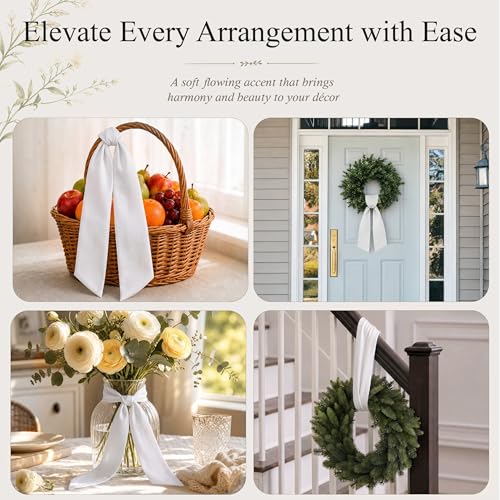 2 Pack White Wreath Sash Blank Polyester Twill for Front Door Decor
