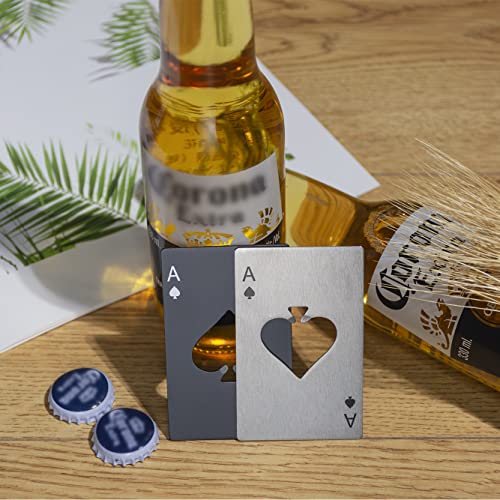 Famgee Black 6-Pack Credit Card Size Poker Bottle Openers - Stainless Steel Casino Style