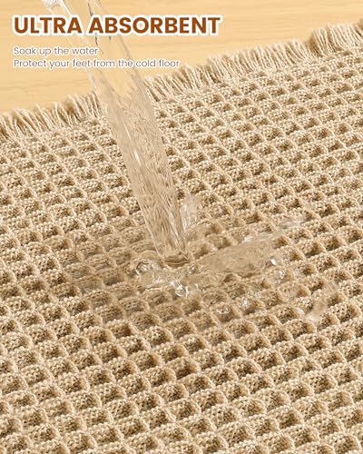 Smiry Waffle Bath Mat 30x20 Extra Soft Absorbent Brown