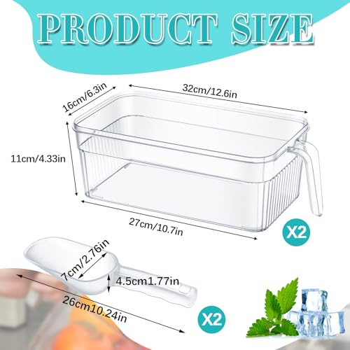 Havawish Short Ice Bin Set with Lid & Scoops - 12.6 x 6.3 x 4.33 Inches