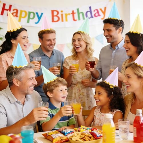 24-Piece Pre-Assembled Party Hats for Adults and Kids, Bulk Party Favors