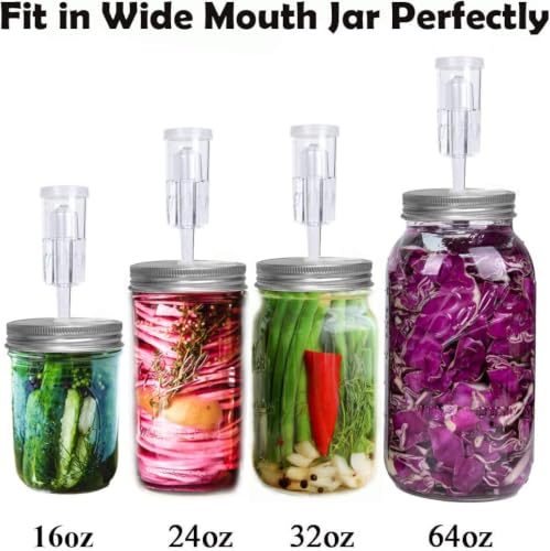 Fermentation Kit 6 Set with Stainless Steel Wide Mouth Lids and Airlocks