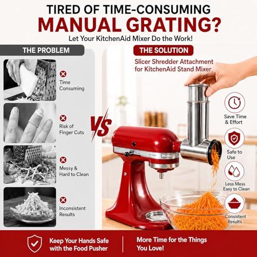 Stainless Steel Slicer and Shredder Attachment for Stand Mixers