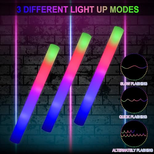 30-Pack LED Foam Glow Sticks, Multicolor Light-Up Foam Wands for Parties