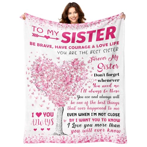 Sister Gifts Blanket 60x80 Inches - Heartfelt Sister's Love Tree Throw for Women - Birthday & Holiday Gift