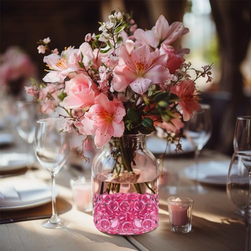 Bright Pink Acrylic Flat Marbles - 630 Pcs 0.6" Vase Fillers & Table Scatter